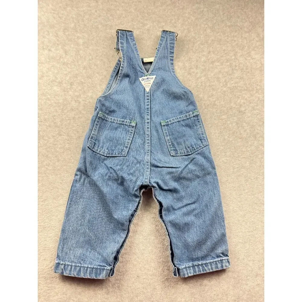 Vintage 90s Oshkosh B' Gosh Vestbak Blue Denim Overalls Infant 18 M USA